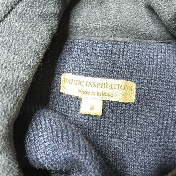 Baltic Inspirations Scandanavian Navy Blue Wool Blend Full Zip Sweater Small - Picture 7 of 10